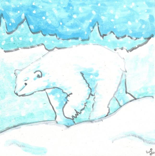 Art: Polar Bear in a Snow Storm by Artist Emily J White