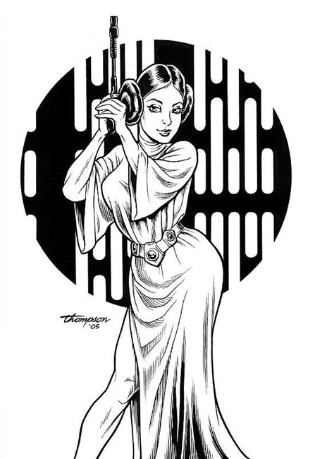 Princess Leia - by John Thompson from cartoon illustrative work Art Gallery...