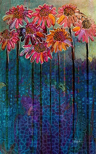 Art: Sun Drenched Coneflowers by Artist Alma Lee