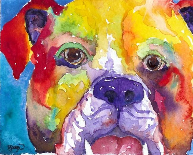 Art: abstract bulldog by Artist Deborah Sprague