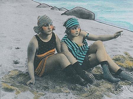 Art: Two Girls At The Beach by Artist Sherry Key