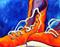Art: orange sneakers by Artist Laurie Justus Pace