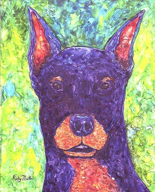 Art: Doberman Portrait by Artist Ulrike 'Ricky' Martin
