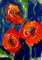 Art: Red and Orange Poppies Aceo by Artist Delilah Smith