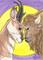Art: Pronghorn & Buffalo Confrontation Under the Full Moon - SOLD by Artist Kim Loberg