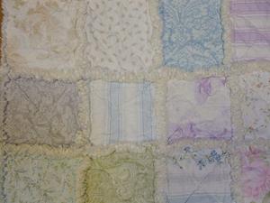 Detail Image for art Handmade Rag Quilt Cotton Lap Throw Baby Shabby Chic Cottage French Country
