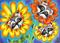 Art: Retro Raccoon Daisies SOLD by Artist Kim Loberg