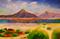 Art: Three Flamingos at Atacama Salt Lake by Artist Rossi Kelton