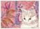 Art: WHITE KITTY AND FUCHSIA by Artist Theodora Demetriades 