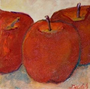 Detail Image for art Three Red Apples-sold