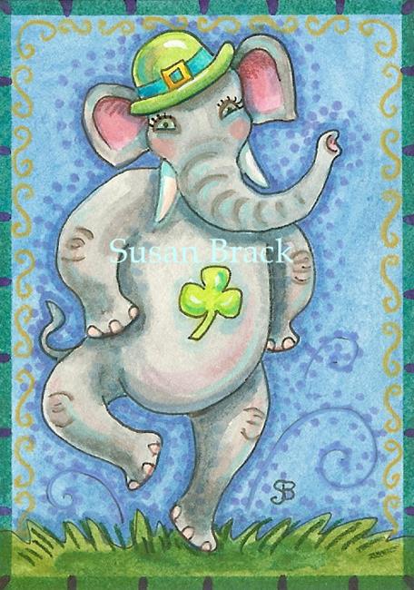 Art: LUCK OF AN IRISH ELEPHANT by Artist Susan Brack