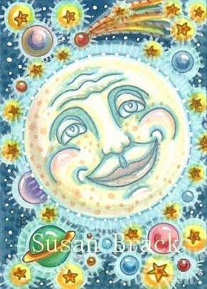 Art: MAN IN THE MOON IN A GUMBALL GALAXY by Artist Susan Brack