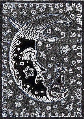 Art: GOTH WARLOCK MOON - Stamp by Artist Susan Brack