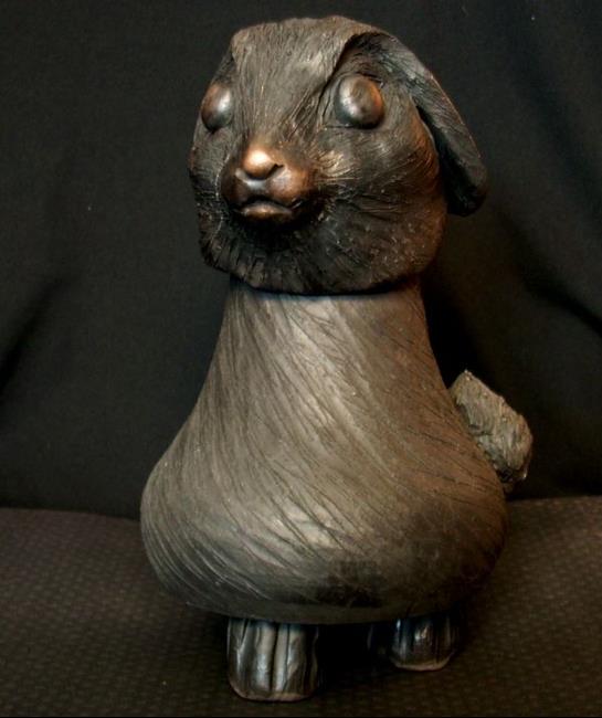 Art: Black Rabbit Funerary Urn by Artist Sherry Key