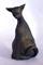 Art: Miniature slate cat with yellow diamond pattern by Artist Andree Chenier