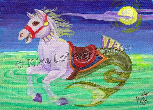 Art: Moonlit Carousel Seahorse by Artist Kim Loberg
