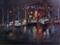 Art: Holiday Harbor Marina at Night by Artist Shoshana Avramovitz