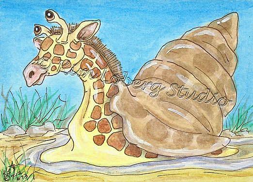 Art: Seeing Spots Giraffe Snail by Artist Kim Loberg