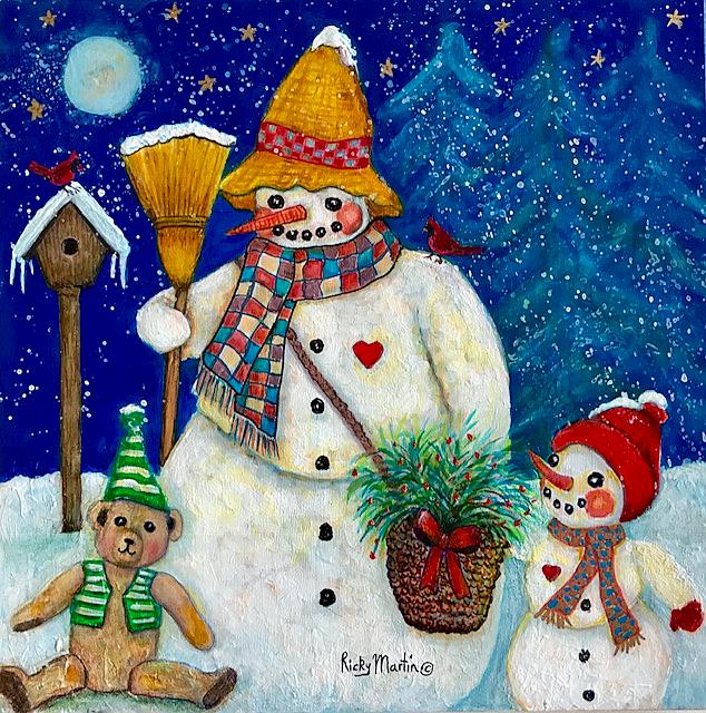 Art: Snowman and Friends by Artist Ulrike 'Ricky' Martin
