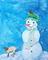Art: Snowman and Cat  (sold) by Artist Ulrike 'Ricky' Martin