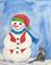 Art: Snowman with Kitty  (sold) by Artist Ulrike 'Ricky' Martin