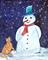 Art: Curious Kitty with Snowman (sold) by Artist Ulrike 'Ricky' Martin