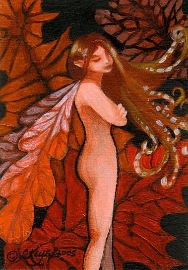 Art: Autumn Oak Fairy ACEO by Artist Carmen Medlin