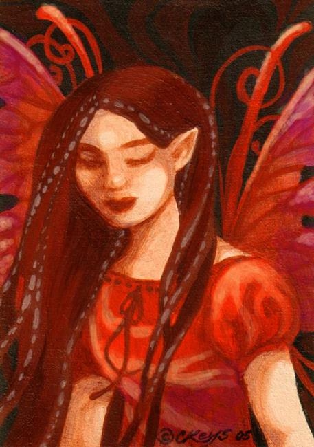 Art: Pensive Red ACEO by Artist Carmen Medlin