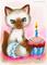 Art: Birthday Kitten ACEO by Artist Carmen Medlin