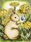 Art: Bunny and Dandelions ACEO by Artist Carmen Medlin