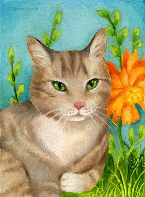 Art: Tabby Afternoon ACEO by Artist Carmen Medlin
