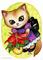 Art: Poinsettia Kitty ACEO by Artist Carmen Medlin