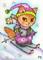 Art: Kitty Skiing ACEO by Artist Carmen Medlin