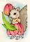 Art: Tulip Squirrel ACEO by Artist Carmen Medlin