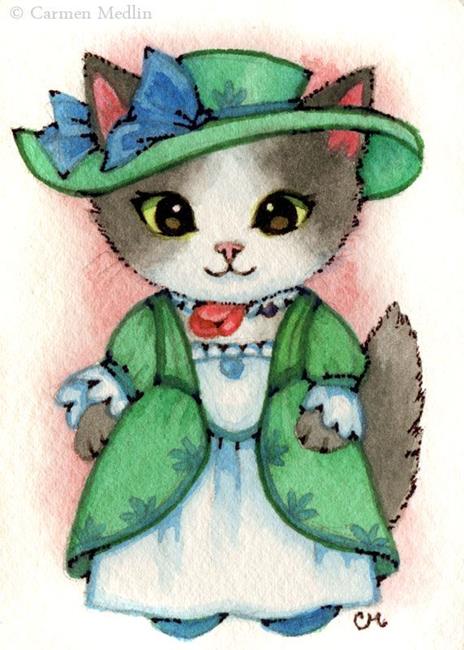 Art: Kitty of the French Court ACEO by Artist Carmen Medlin