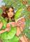 Art: Reading in a Fir Tree ACEO by Artist Carmen Medlin