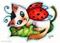 Art: Kitty Ladybug ACEO by Artist Carmen Medlin