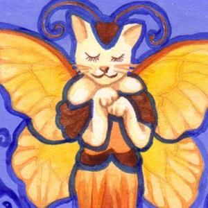 Detail Image for art Stained Glass Cat Fairy ACEO