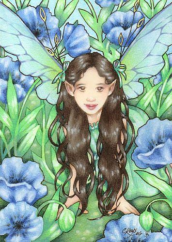 Art: Blue Poppy Fairy by Artist Carmen Medlin