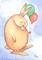 Art: Ugly Rabbit Floats - ACEO by Artist Carmen Medlin
