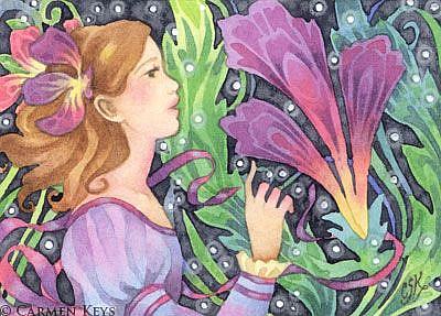 Art: Flower Princess ACEO by Artist Carmen Medlin