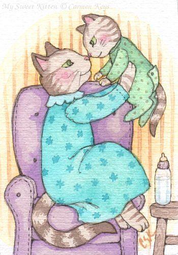 Art: My Sweet Kitten ACEO by Artist Carmen Medlin