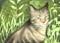 Art: Tabby in the Garden ACEO by Artist Carmen Medlin