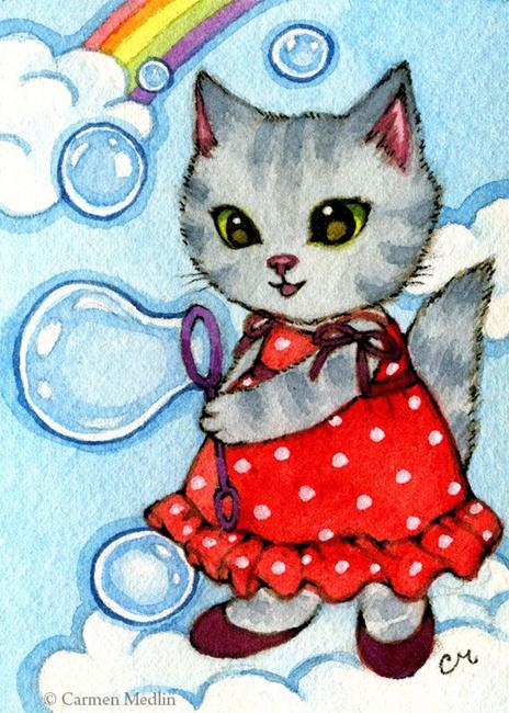Art: Bubbles ACEO by Artist Carmen Medlin