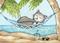 Art: Nap in Paradise ACEO by Artist Carmen Medlin