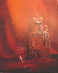 Detail Image for art Old Forrestor and a Shot Glass SOLD