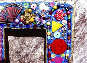 Detail Image for art Vintage Jewelry Mosaic Photo Frame - Royal Blue (SOLD)