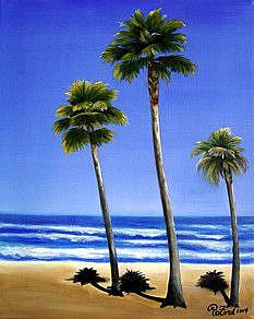 Art: Three Palm Trees by Artist Rita C. Ford