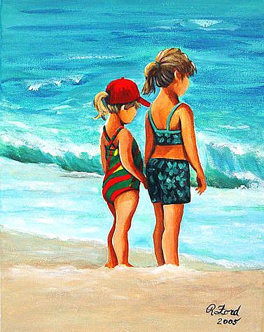 Art: Beach Girls in Awe by Artist Rita C. Ford