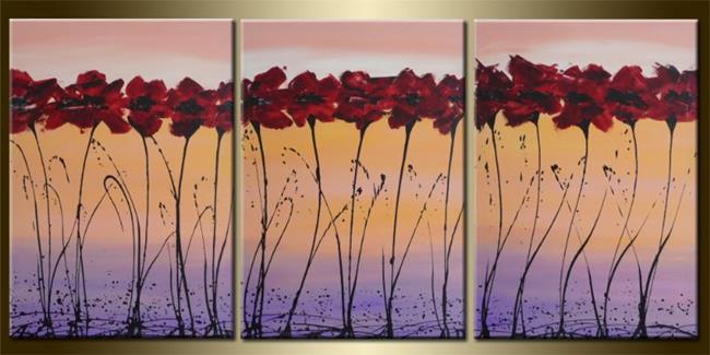 Art: ORIGINAL abstract PAINTING WITH FLOWERS ,acrylic on canvas - SOLD by Artist Nataera